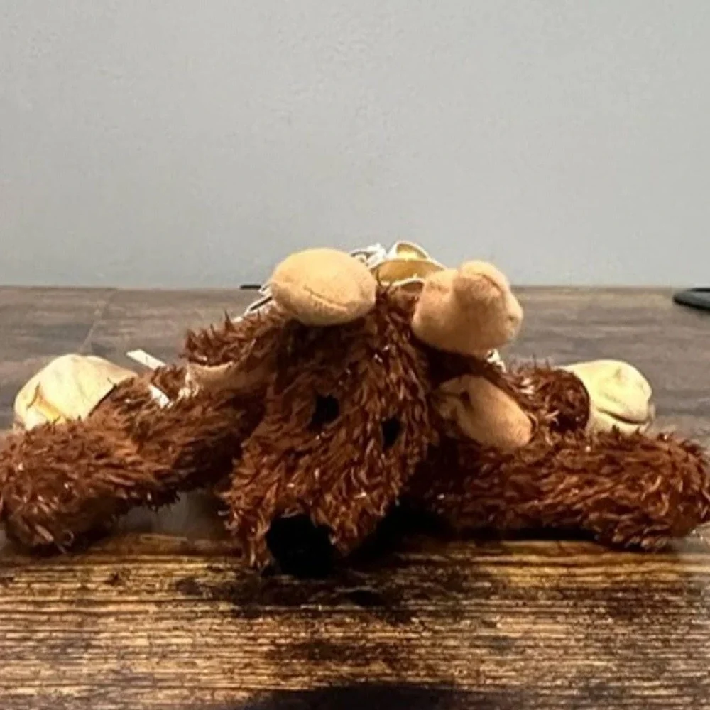 Hallmark Reindeer Ballerina Plush Brown Shaggy Tinsel Gold Tutu‎ Bell Holiday